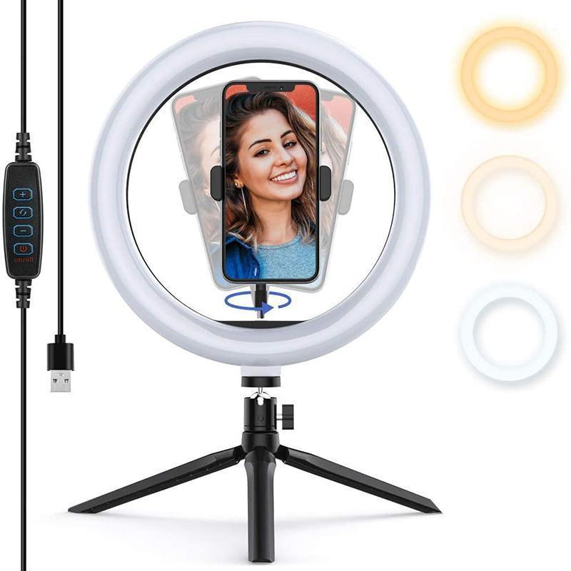 

Photography LED Selfie Ring Light with Table Tripods Dimmable Desktop Video Ring Lamp for Youtube Live Stream Makeup1