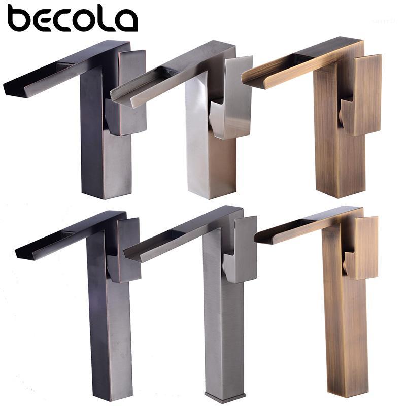 

Brushed Nickel faucet Black Single handle waterfall Bathroom Basin Faucet Brass Antique Hot and Cold bathroom Sink Mixer Taps1