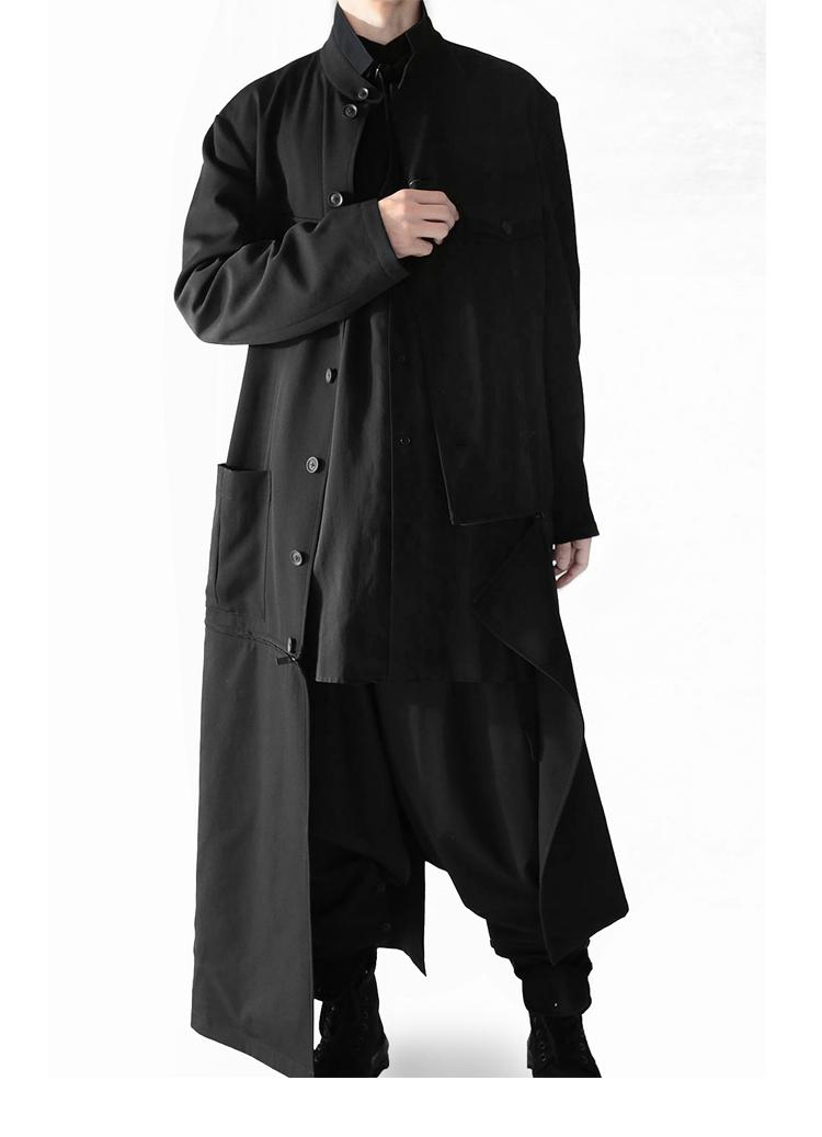 

Zipper and detachable two-wear worsted zipper Gaba trench coat, Black