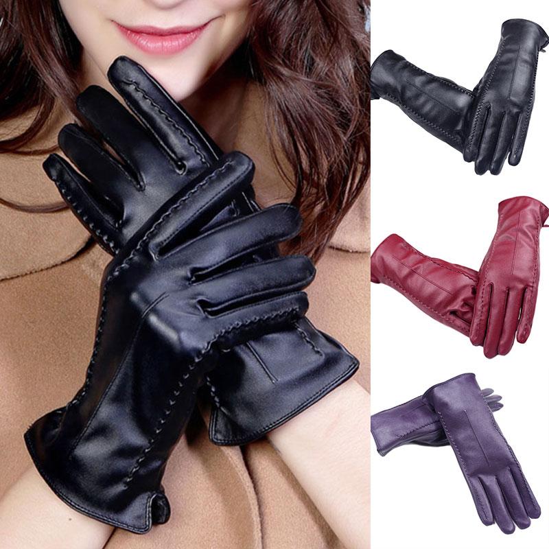 

1 Pairs Leather Gloves Driving Gloves Touch Screen Windproof Waterproof Synthetic Women Solid Color Full Fingers