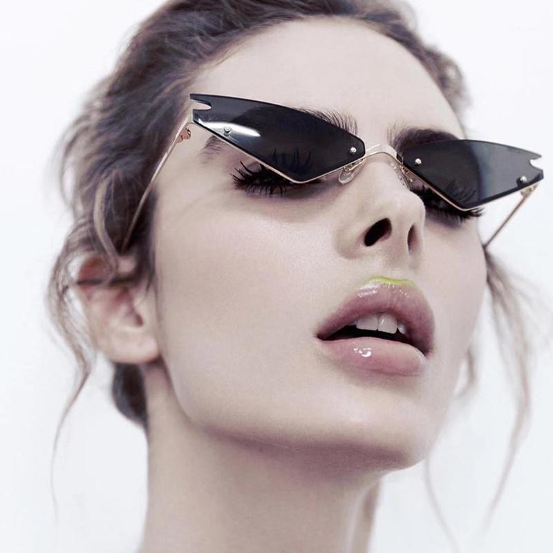 

Sunglasses Fashion Brand Designer Shaped Cat Eye Women Vintage Metal Reflective Glasses For Mirror1