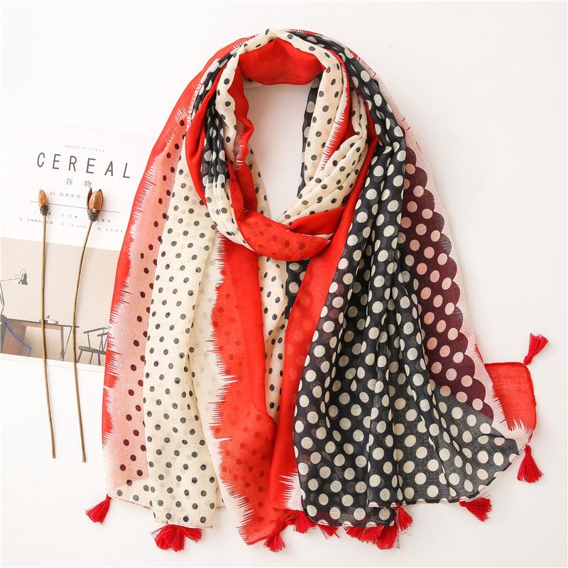 

2020 New Dot Print Tassel Scarf Shawls Long Women Soft Polka Spot Pattern Scarves Wrap Hijab Free Shipping