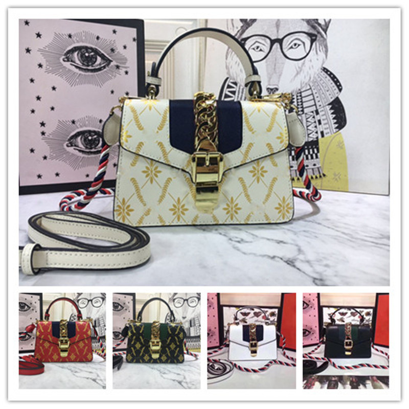 

Designer Luxury 470270 Sylvie Shoulder Bags Handbag Ivory Navy Blue Red Leather 5A quality Size:20*14*8CM, Don't pay it
