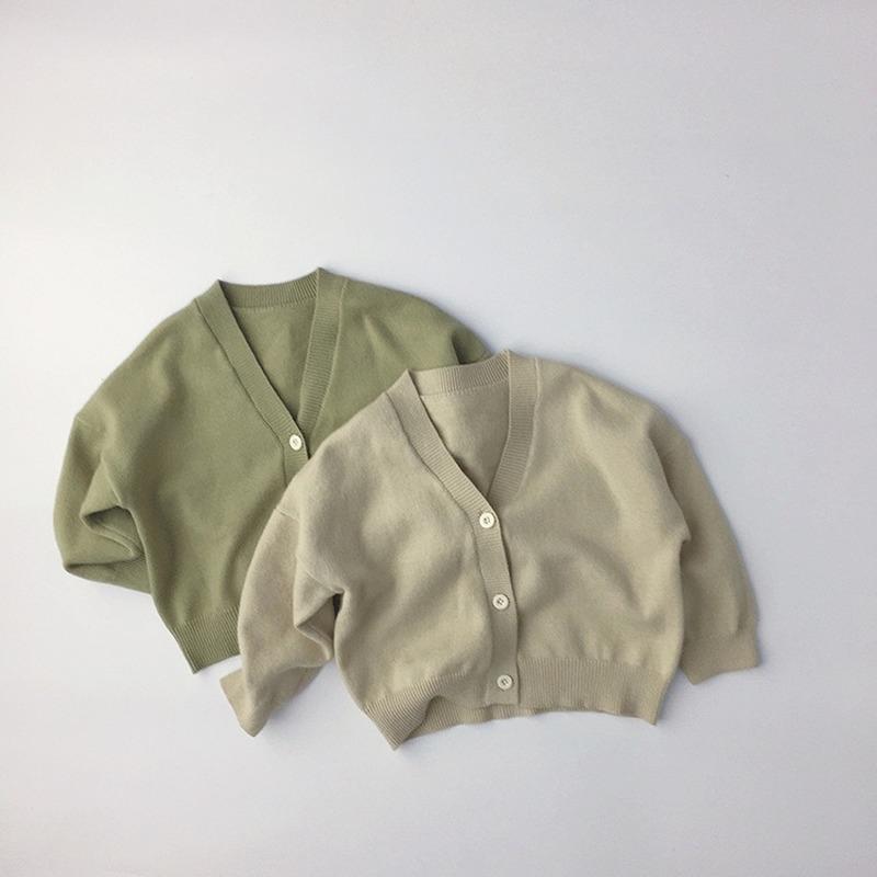 

WLG Kids Sweaters Boys Girls Clothes Spring Fall Knitted Beige Green Cardigan Baby Casual All Match Tops for 1-6 Years