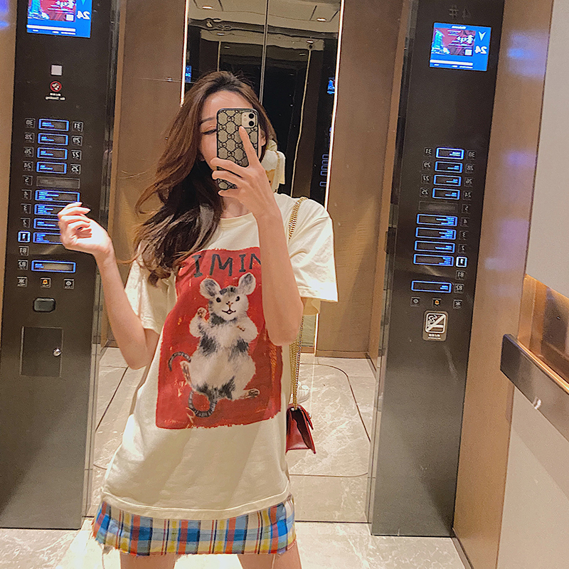 

2020 t New Shirt Benmingnian Bf Edition in Spring Wind Flowers Round Collar Short Sleeve Women Beautiful Students 7pzu, See chart