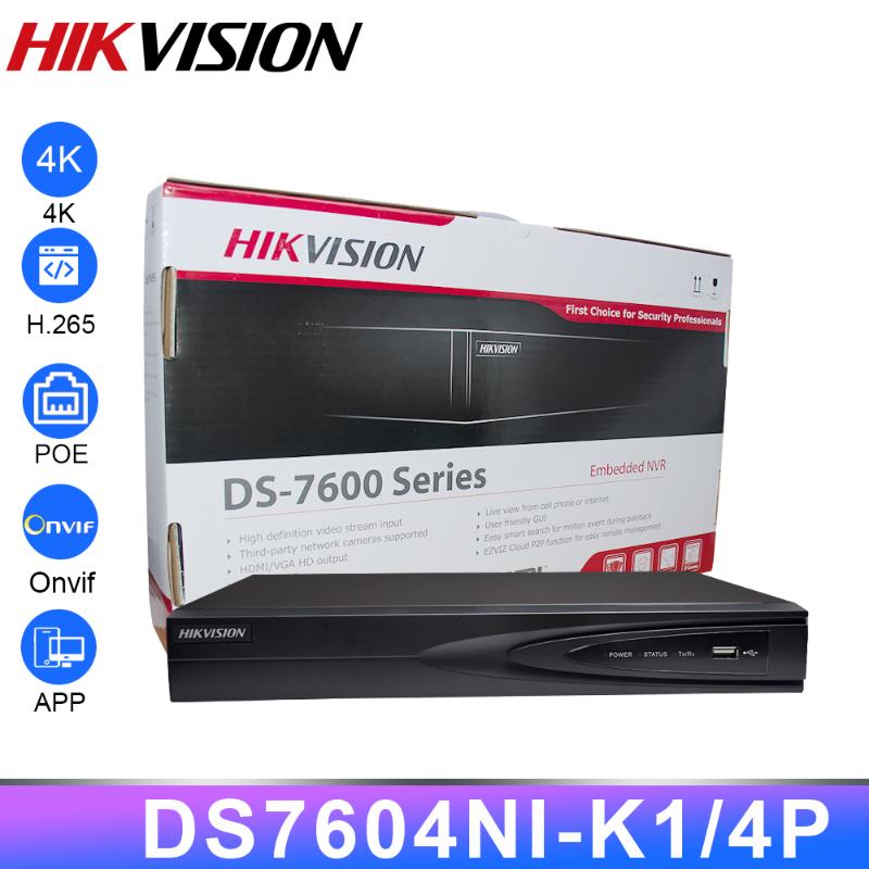 

Original Hikvision NVR 4CH Nvr DS-7604NI-K1/4P Network Vedio Recorder 4 PoE Ports CCTV camera recorder 4 Channel for IP Camera
