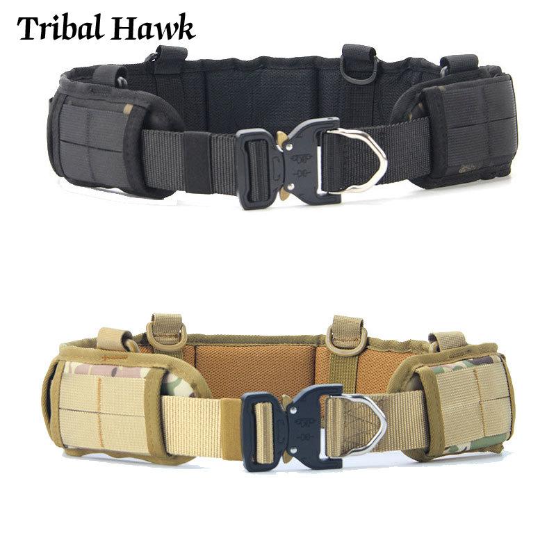 

New Tactical Molle Belt Army Training Battle Belt Outdoor Men Hunting Combat Paintball Soft Padded Waistband, Army green