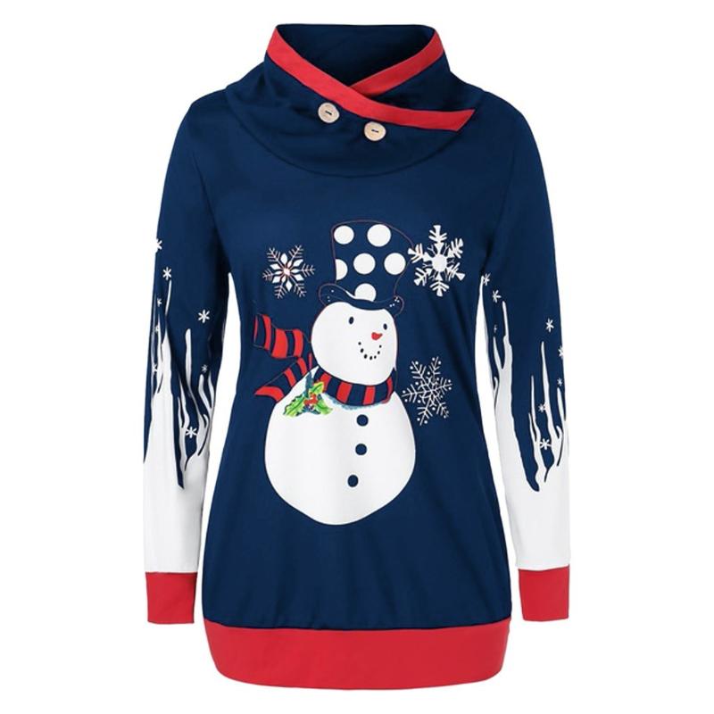 

NoEnName_Null Women' Clothing Women' Sweatshirt Snowman Snowflake Print oversized hoodie full Hoodies Christmas Blouse tops, Black