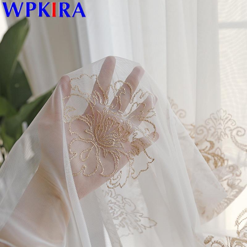 

European Embroidery Tulle Curtain For Living Room Window Screen Bedroom Kitchen Bay Window Blinds Drape Finished Custom X-ZH220