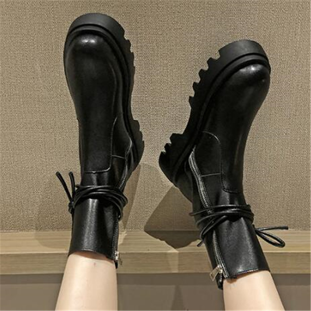 

New Slippers 2021 Round Plutonium Leather All Game Square Leap Fashion Women's Shoes Black Boots -40 WAZ8