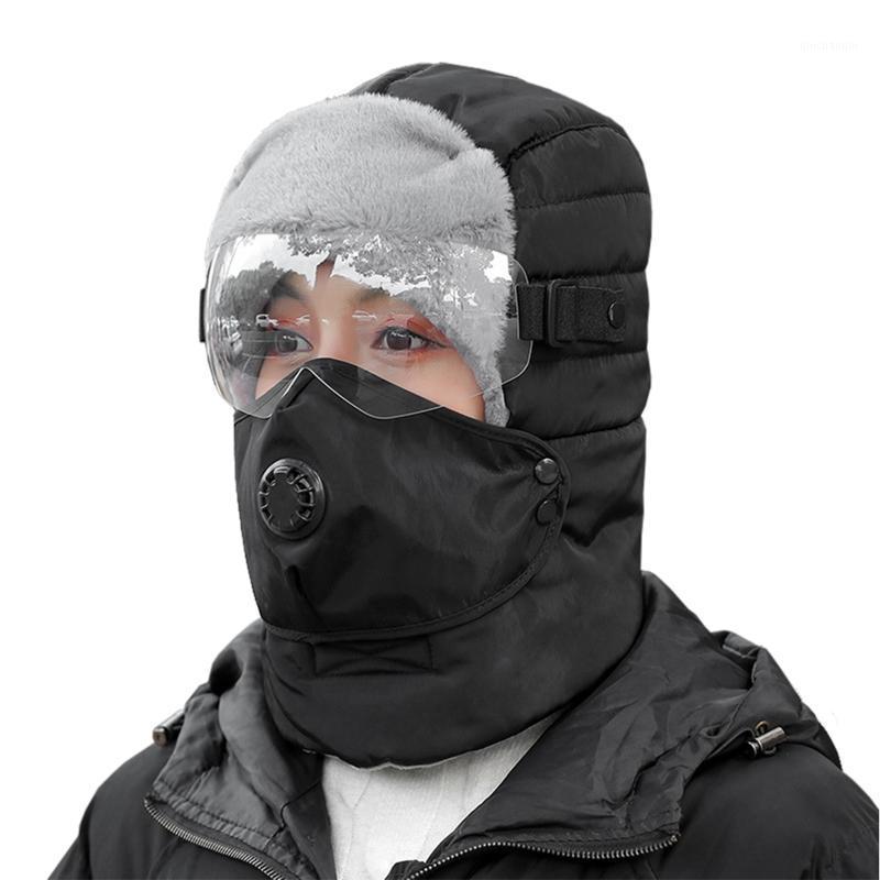 

Winter Warm Ushanka Hat Waterproof Men Women Bomber Hat Windproof Thermal Fur Trapper Cap with Face Mask Glasses for Skiing Hike1, Red no glasses