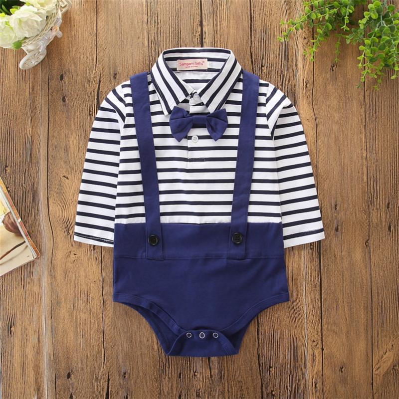 

Newborn Infant Baby Girl Boy Navy Blue Striped Bodysuit Romper Cute Jumpsuit Twins Clothes Outfits 0-24M