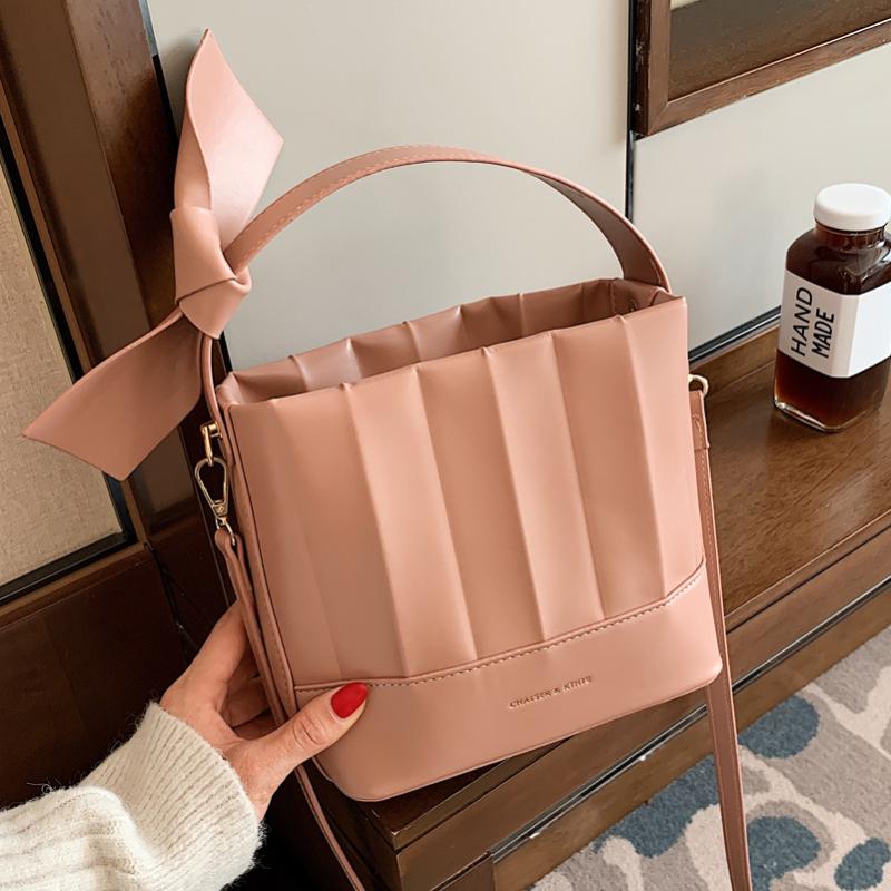 

Simple Small PU Leather Bucket Bags Handbags and Purses 2021 Winter Women's Fashion Designer Crossbody Shoulder Bag, Black