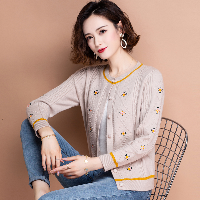 

2021 New Mode Cardigan Spring and in Autumn New Male Body of Women Embroidered Around Free Air Neck H00209, Red