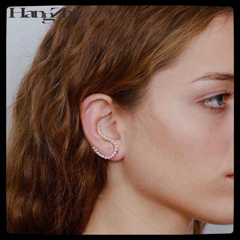 

HANGZHI 2021 New S925 Earrings Retro Elegant U-shaped Pearl Fashion Stud Earrings For Women Men Girls Party Jewelry