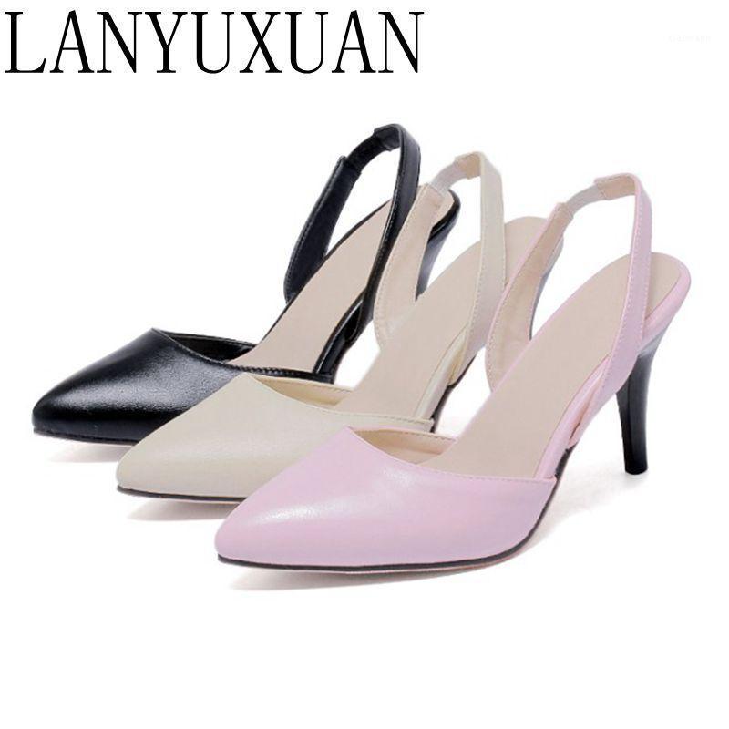 

LANYUXUAN Summer Sandals Wedding Shoes Big Size 31-47 Woman Zapatos Mujer Women High Heels Chaussure Pumps 13951, Pink