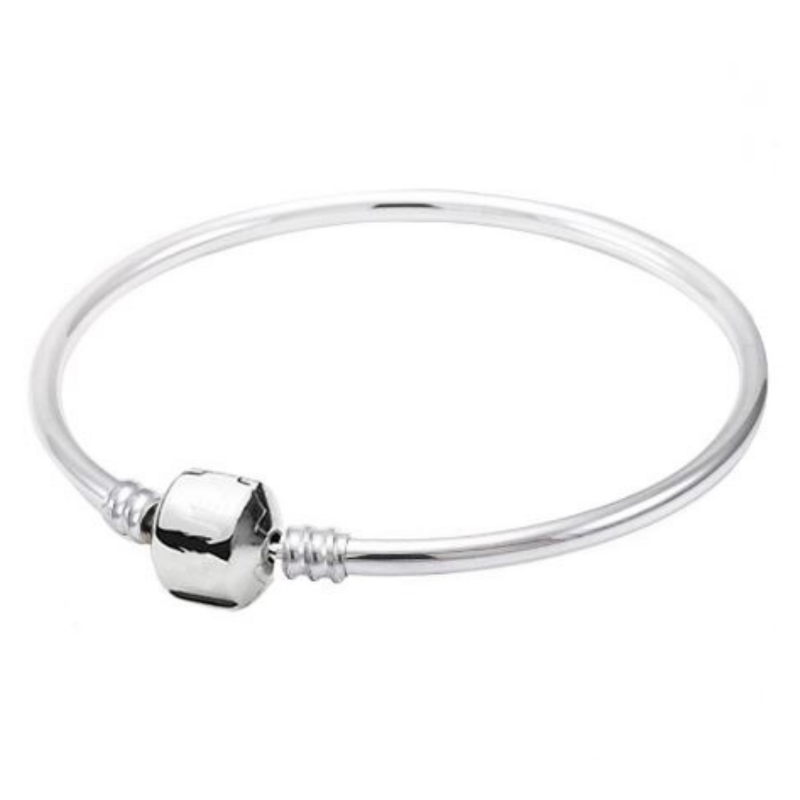 

New Silver Color Barrel Shape Pendant Women Snake Chain Heart Charm Bracelet