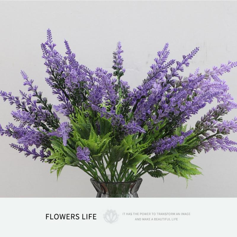 

2PCS Artificial Lavender Bundle Flowers Fake Wedding Decoration Plsatic, As pic