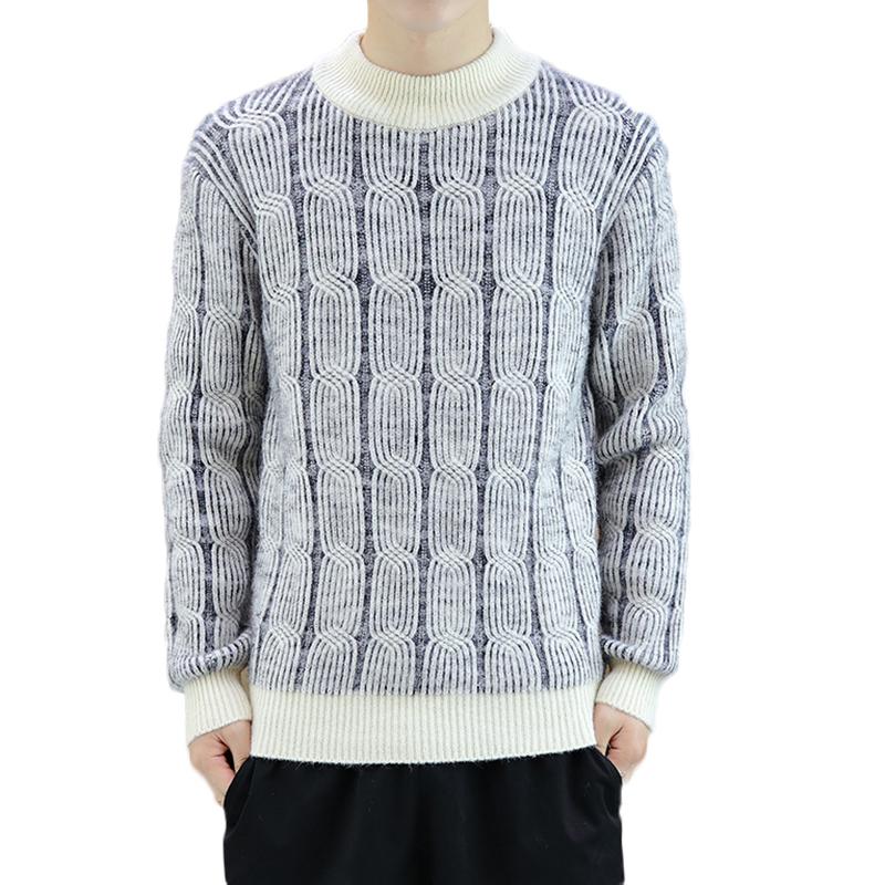 

Winter Gray Men Round Neck Sweater Khaki Computer Knitted Sweaters Mens Casual Fashion Top