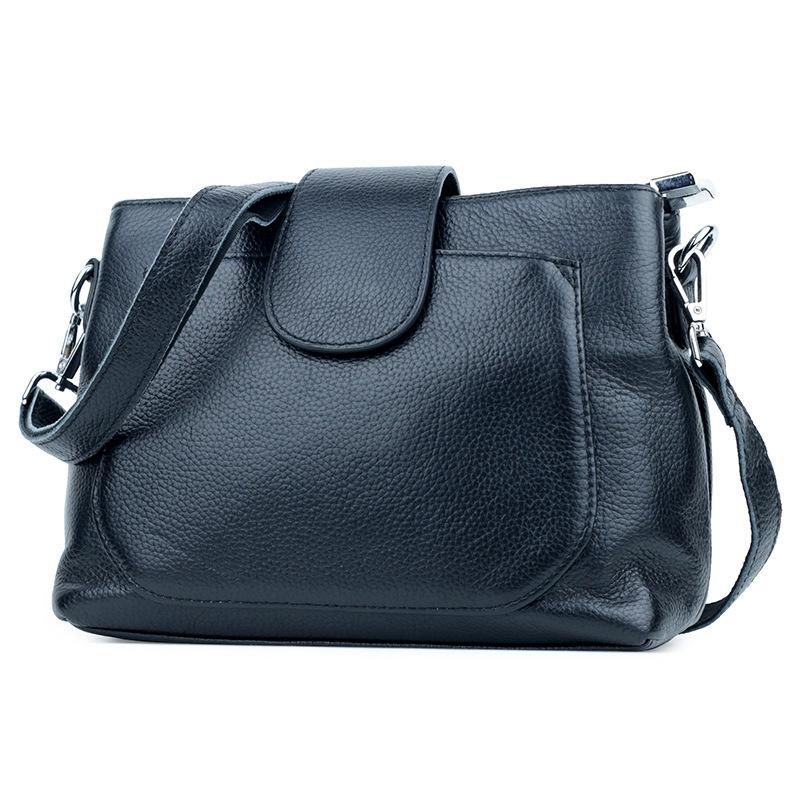 

Women's Leather Shoulder Bag Fashion first layer leather messenger bag, Black