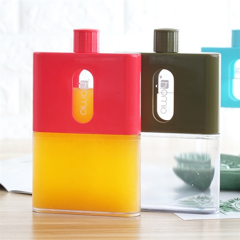 

BPA Free A5 Paper Book Bottle Flask Flat Water Bottle Plastic Portable Paper Pad Notebook Water Bottles Flat Drinks Kettle 201221