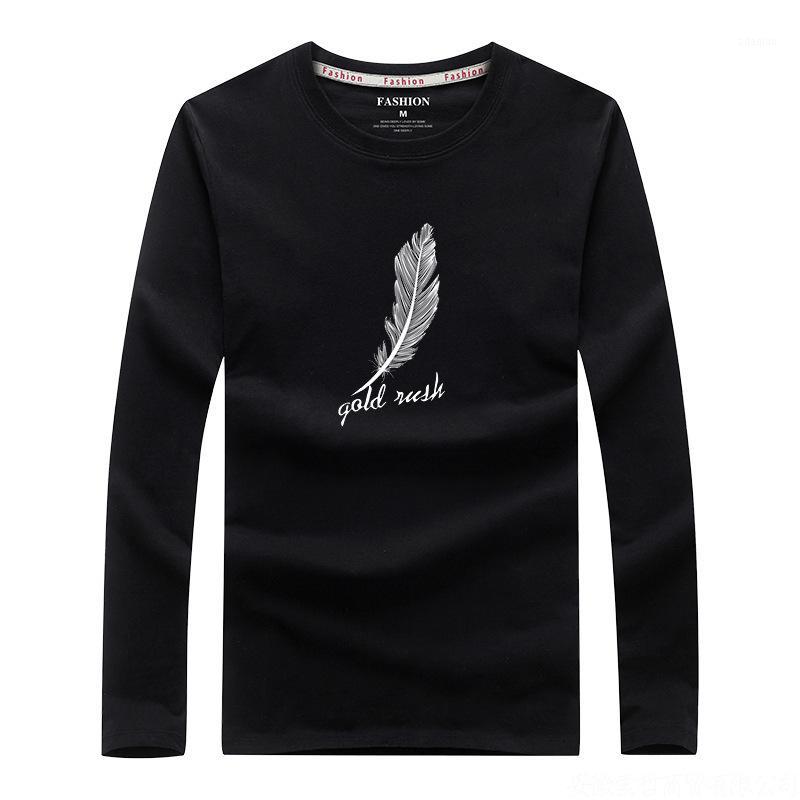 

2020 Autumn New Men Simple Solid Color Casual Fashion Large Size Pure Cotton Men' Long-sleeved T-shirt Free Shipping Size -6xl1, Black