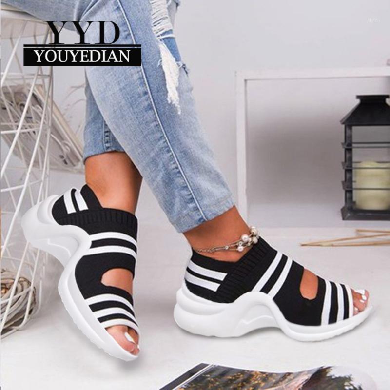 

Women Platform Sandals Shoes Ladies Flats Comfy Black And White Sandals Summer Shoes Breathable Comfy Soft E31