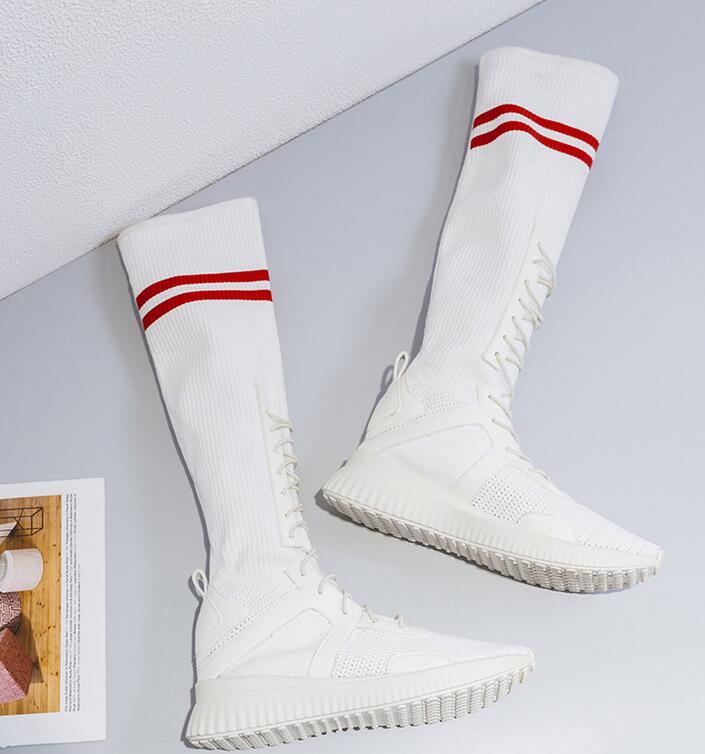 

Sweet New Black/White Mesh Mid-Calf Shoes Round Toe Flat with Narrow Band Women's Shoes Mixed Colour Big Size Women's Boots