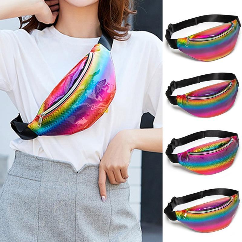 

Holographic Waist Bags Women Fanny Pack Female Belt Bag Geometric Waist Packs Laser Chest Phone Pouch Sac Banana Femme1, Sky blue