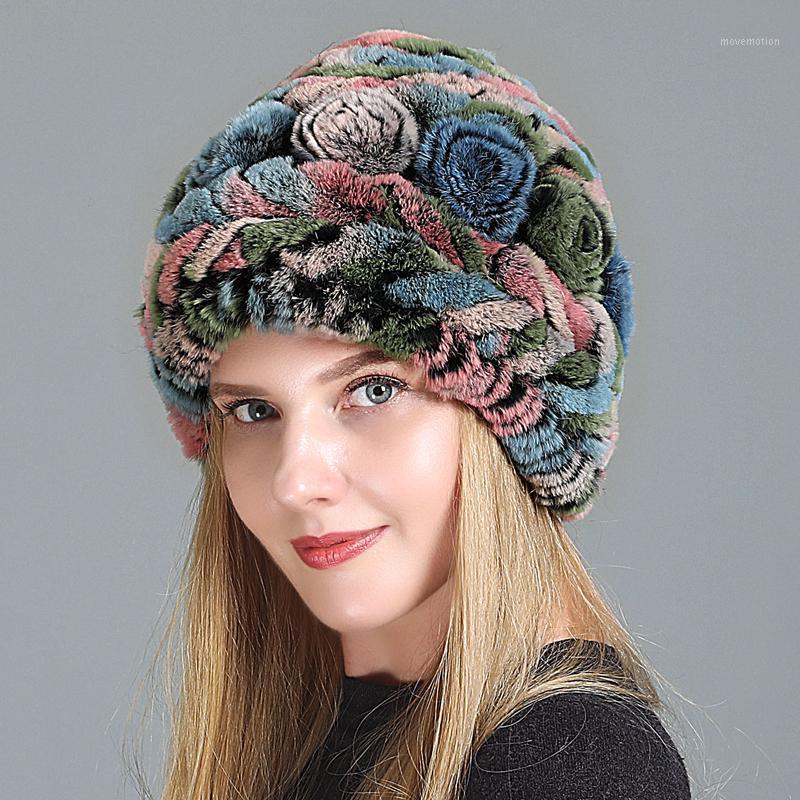 

Hot Sale Winter Lady Knitted Real Rex Rabbir Fur Hat Natural Soft Warm Fur Caps Russia Women 100% Genuine Rex Hats1, Color10