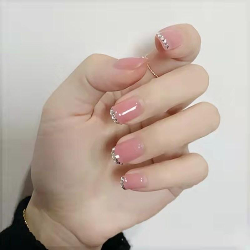 

24PCs wearable fake fingernails for girls jelly powder diamond fake fingernails, Cjp1091-b3