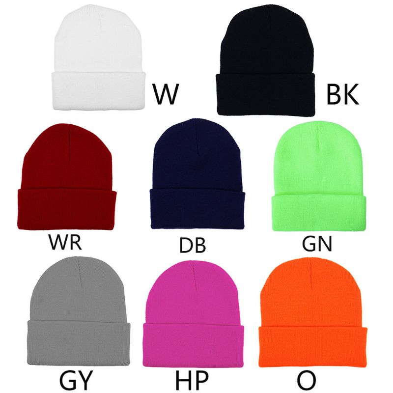 

Men Women Autumn Winter Knitted Hat Solid Color Casual Hip Hop Bonnet 449B, Burgundy