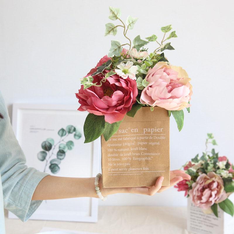 

Flone Artificial Silk Peony Fake Bridal Plant Flowers Bouquet Wedding Garden Party Decoration Home Offic Flower Arrangement