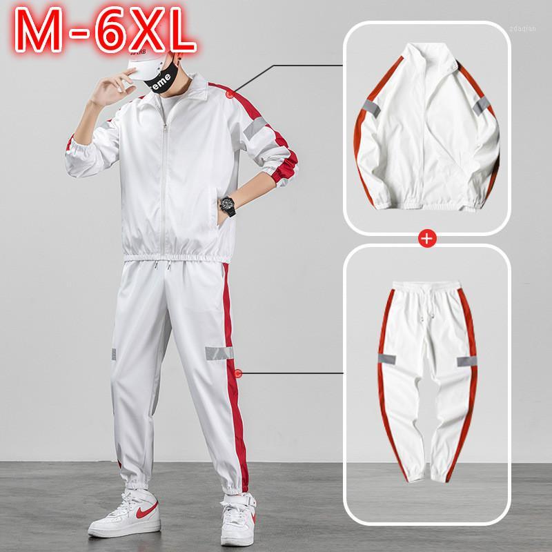 

6xl Sports Suit Men Clothes Two Piece Set Plus Size Black Grey White Tracksuit Pants Men's Sets Streetwear Males Sports 20201, Gray