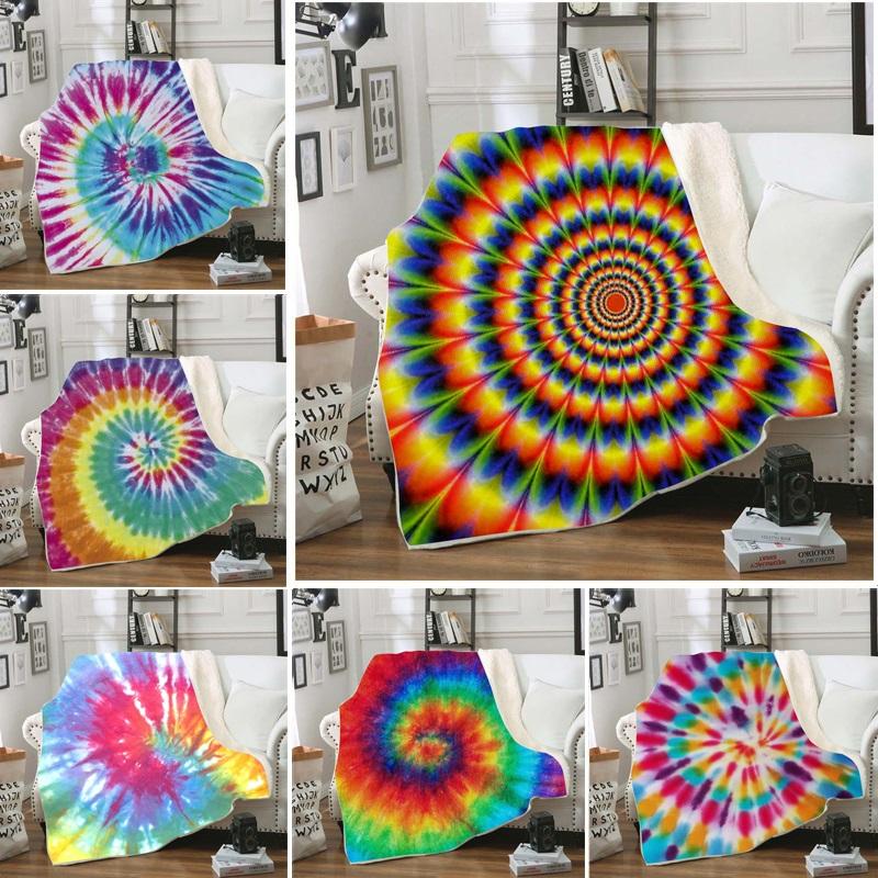 

Hoodie Blanket Plush Throw Blanket 3D Rainbow Spiral Printed Sherpa Fleece Microfiber Throw 2020 Gift Drop Shipping