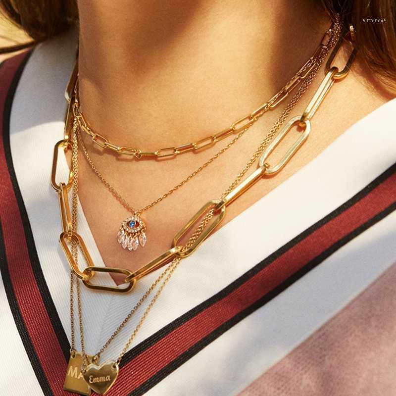 

2020 BA Multilayer Chain Necklace Women's Metal Cable Chain Zinc Alloy Geometric Bohemia Party Gift Clothes Accessories Necklace1