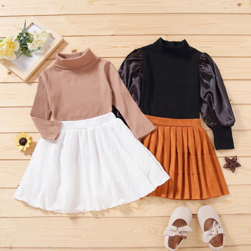 

Clothing Sets CitgeeAutumn Kids Girls Cute Fall Skirt Turtleneck Tops Clothes Set Long Sleeve Tops+Skirt Spring, White
