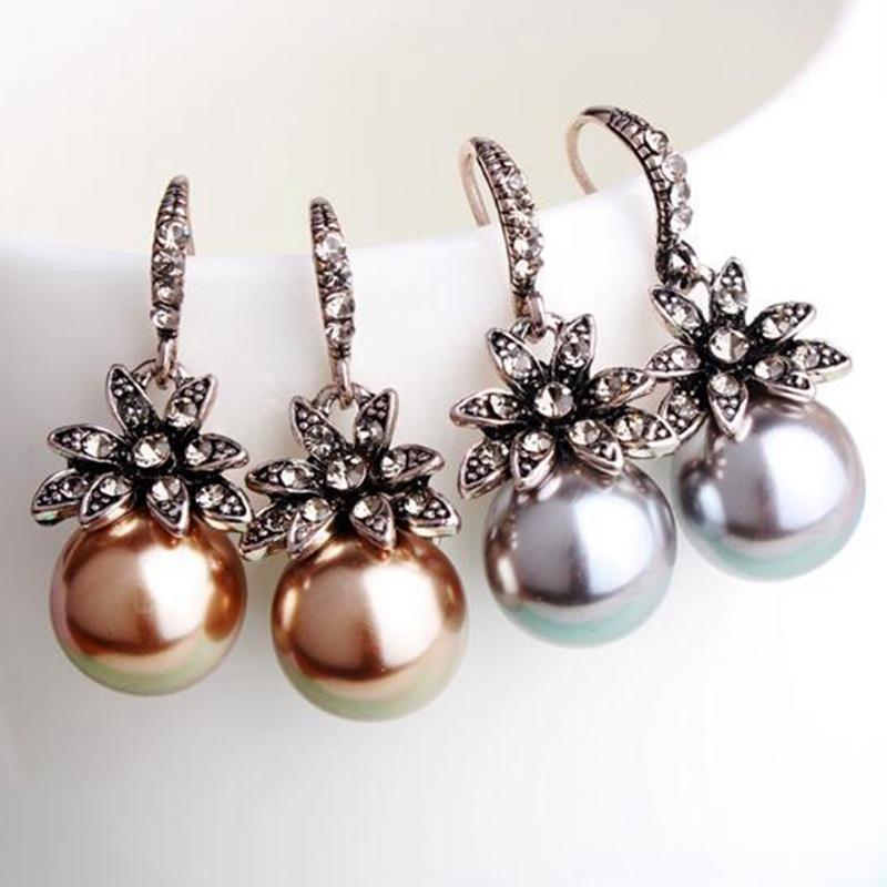 

New European And American Fashion Creative New Pearl Earrings Sun Flower Earrings Lady Vintage Ear Jewelry