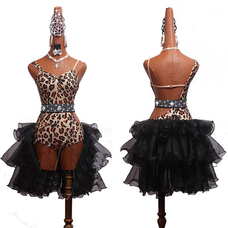 

Sexy Leopard Print Professional Latin Dance Dress Women Ropa Danza Salsa Samba Tango Ballroom Competition Latin Dance Costume1, Only dress