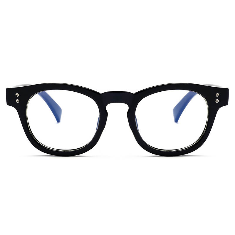 Classical Succinct Style Optical Glasses Full Plastic Literary Frame With Simple Double Rivets And Clear Lenses-image-640486271