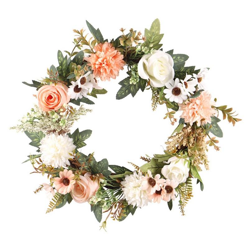 

Begonia Rose Flower Wreath Door Wreath for Home Front Door Hanging Wedding Wall Window Party Decoration, Multi