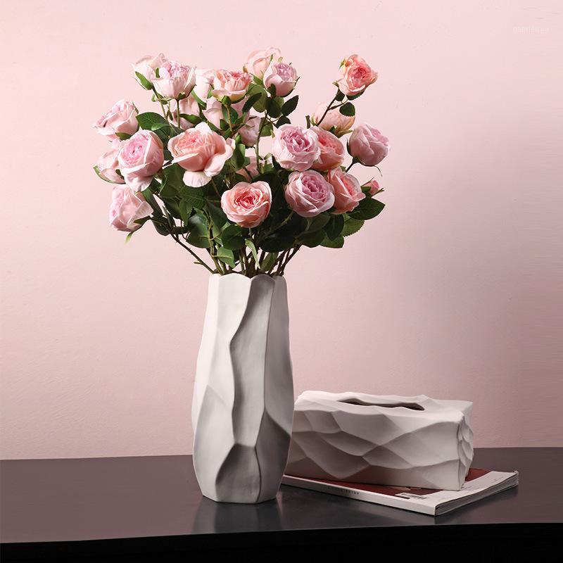 

Nordic minimalist ceramic vase living room flower simulation flower vase dining table soft decoration home decoration accessorie1
