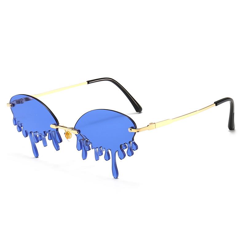 

TEENYOUN Rimless steampunk women's Personality Sunglasses fashion retro Sun glasses tears shape Water drop sunglass UV400