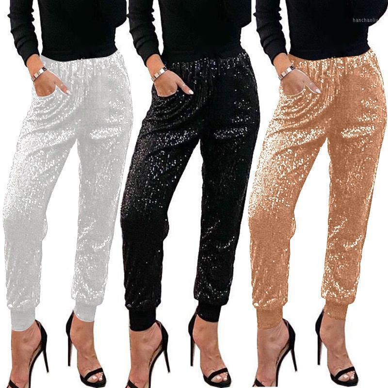 

Womens Casual Leggings Loose Sequins Sweatpants Work Comfortab Long Pants Ladies Fashion Pockets Elastic High Waist Yoga Pants1, Black