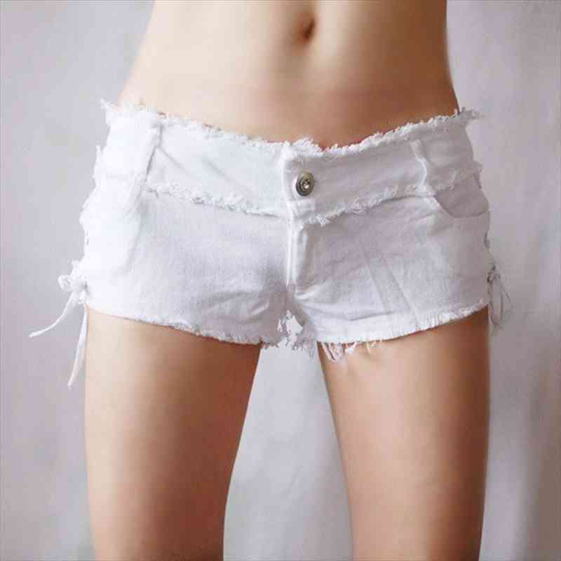 

Sexy Women Tassel Low Rise Waist Short Sexy Booty Jeans Shorts Cute Micro Mini Short Club Wear F26, White;black