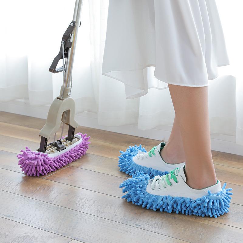 

1pair Shoes Cover Mop Home Floor Cleaning Slipper Chenille Micro Fiber Shoes Covers Cleaning Slipper Lazy Cover Mop