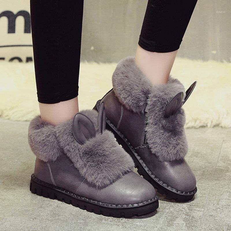 

2020 Hot Sale Newest Winter Plush Warm Snow Boots Outside Concise Casual Round Toe Low Flat Heel Women Shoes Botas Mujer1, Black