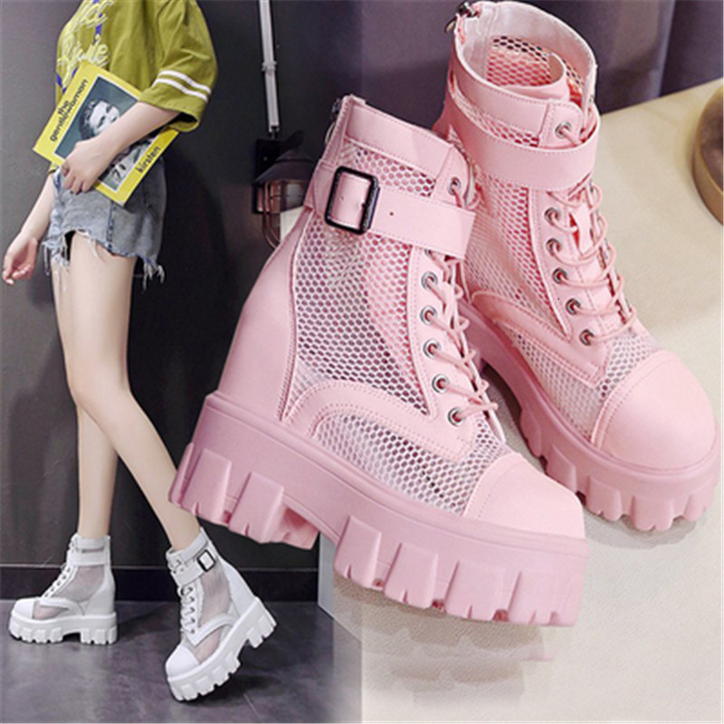 

Summer 2021 New Tennis Breathless Women Knit Fashion Growing Height Woman Boots Thick Bottom IWN4, White 2