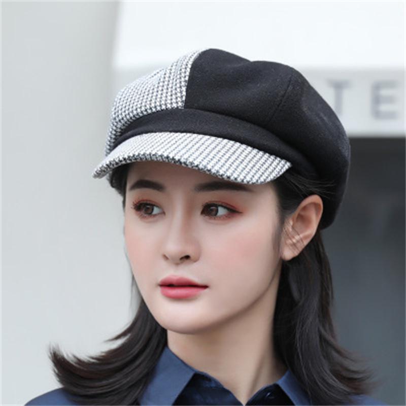 

Berets Patchwork Vintage Fashion Women's Warm Beanie Solid Thicken Soft Wool Hat Windproof Cap Berets Hat Cap Casquette #10, Beige