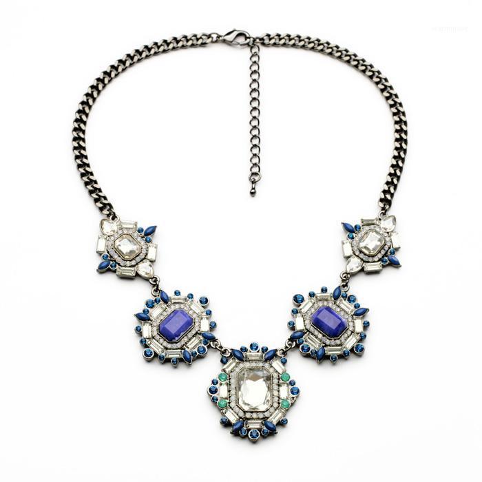 

2014 New Design Necklace Wholesale Party Jewelry Light Blue Unique Gorgeous Hematite Statement Necklace1